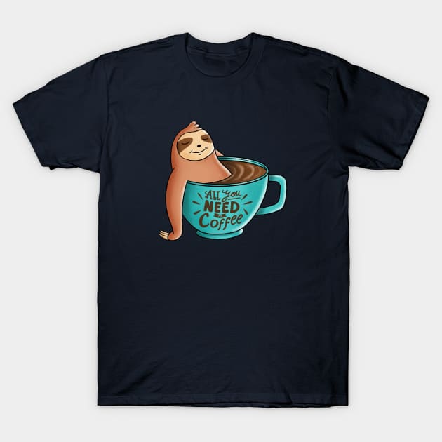 Coffee Sloth T-Shirt by coffeeman